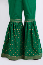 1 Piece Gharara in Dark Green Cambric (CZ3229)